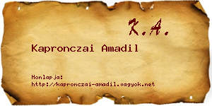 Kapronczai Amadil névjegykártya