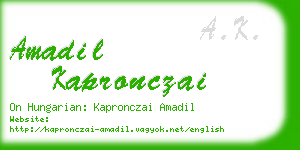 amadil kapronczai business card